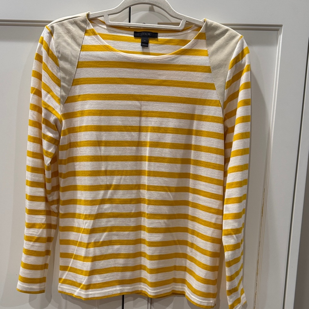 J. Crew Yellow and Cream Striped Long Sleeve Shirt